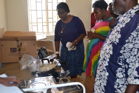 Inventorying new maternal health equipment at the Nyabushenyi Health Center